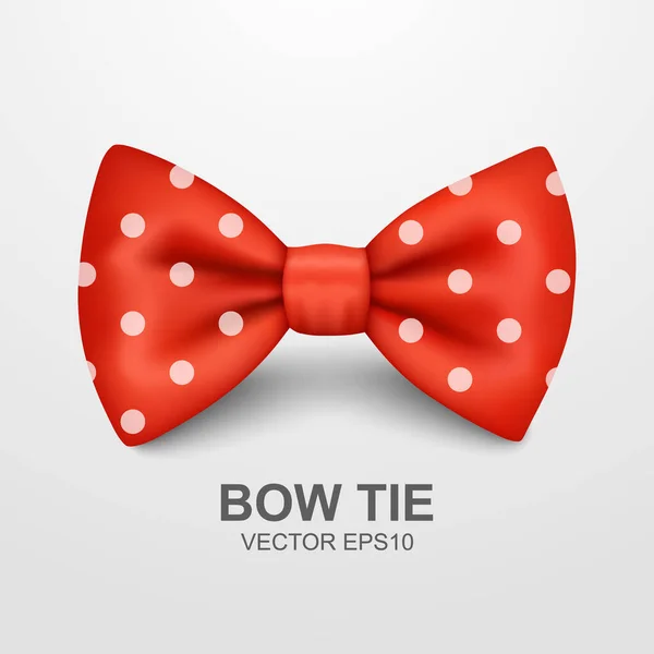 Vector Realistic Polka Dot Red Bow Tie Closeup Isolated White — Stock Vector
