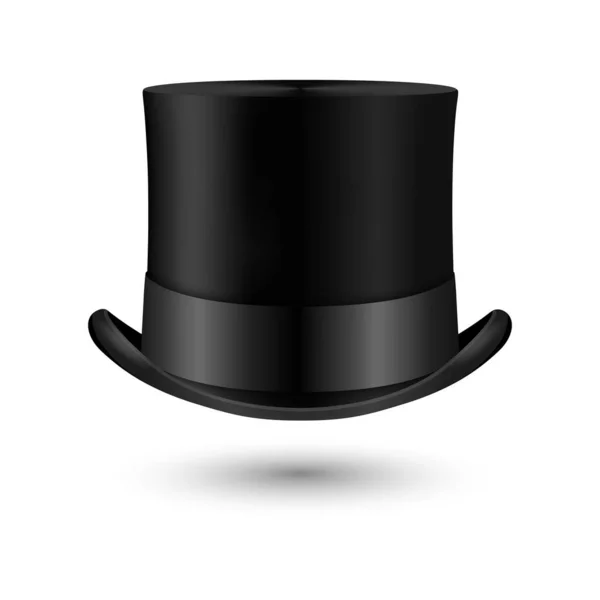 Διάνυσμα Ρεαλιστική Retro Vintage Black Top Hat Εικονίδιο Closeup Απομονωμένο — Διανυσματικό Αρχείο