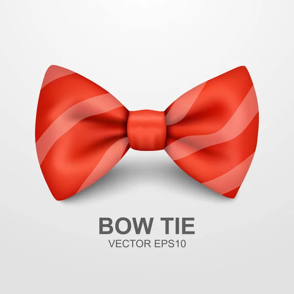 Vector Realistic Striped Red Bow Tie Closeup Isolated White Background — Stock Vector