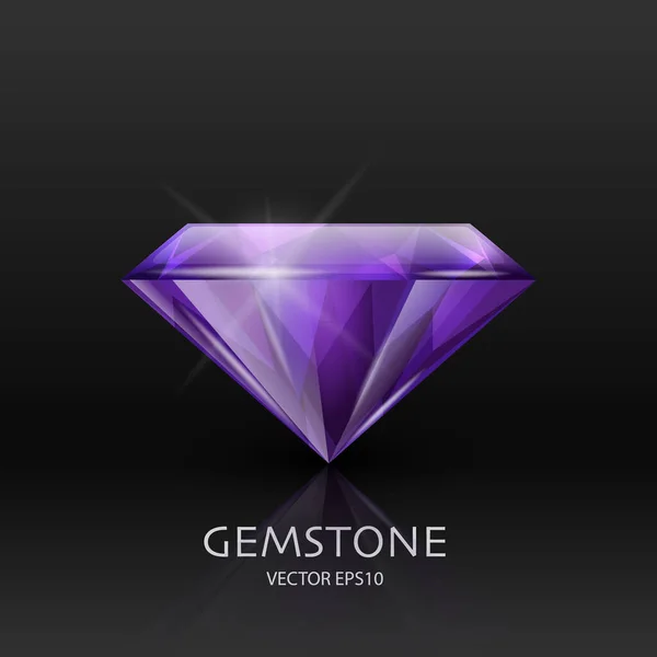 Διάνυσμα Banner Ρεαλιστική Μωβ Διαφανής Πολύτιμος Λίθος Diamond Crystal Rhinestones — Διανυσματικό Αρχείο