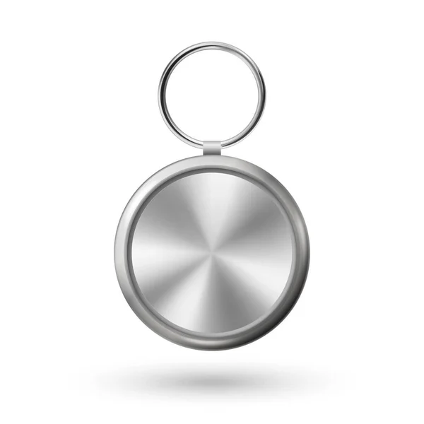 Vector Realistic Silver Gray Schlüsselanhänger Ring Und Kette Für Schlüssel — Stockvektor