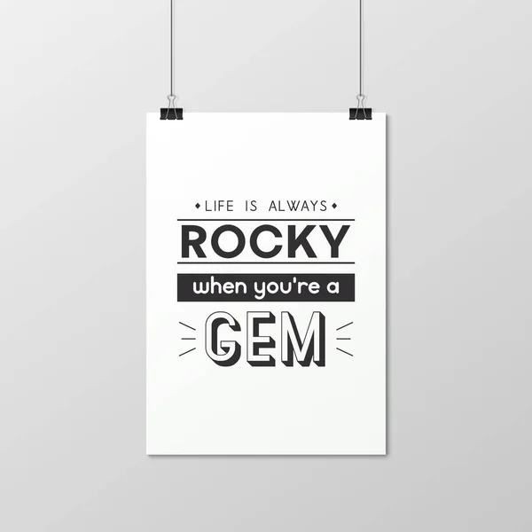 Ζωή Είναι Πάντα Rocky Τυπογραφική Παράθεση Αφίσα Λευκού Βιβλίου Σχοινιά — Διανυσματικό Αρχείο