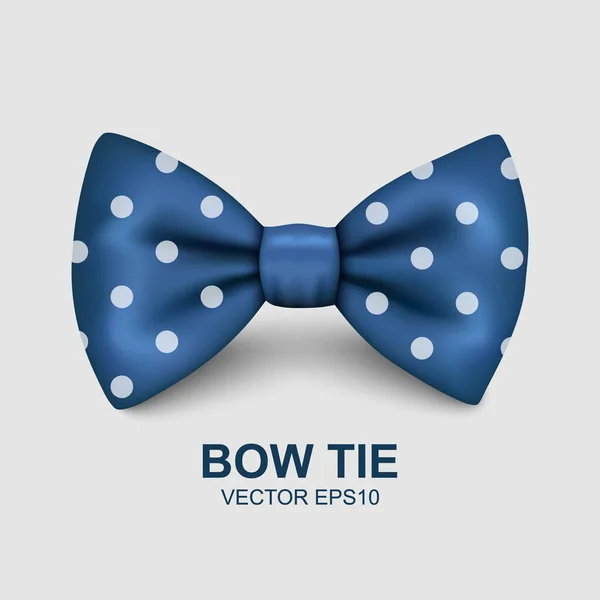 Vector Realistic Blue Polka Dot Bow Tie Icon Zbliżenie Izolowane — Wektor stockowy