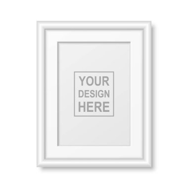 Vektör 3d Gerçekçi Beyaz A4 Basit Modern Çerçeve izole edildi. Fotoğraf Tasarım Şablonu, Mockup için Resim Çerçevesi, Sunumlar. Beyaz Üzerine Vektör Çerçevesi İzole Edildi.