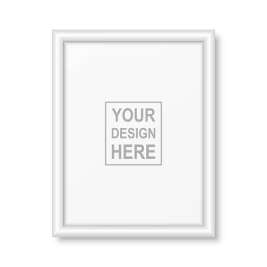 Vektör 3d Gerçekçi Beyaz Plastik veya Ahşap A4 Basit Modern Çerçeve İzole Edildi. Fotoğraf Tasarım Şablonu, Mockup için Resim Çerçevesi, Sunumlar. Beyaz Üzerine Vektör Çerçevesi İzole Edildi.