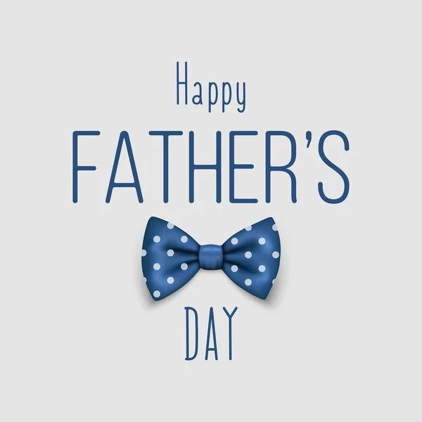 Fathers Day, June 19th. Vector Background. Banner with Blue Polka Dot Realistic Bow Tie, Lettering, Typography. Silk Glossy Bowtie, Tie Gentleman. Fathers Day Holiday Concept.