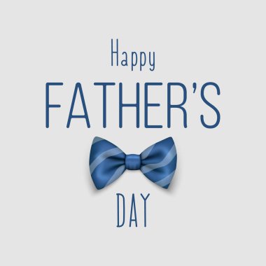 Babalar Günü, 19 Haziran. Vektör Arkaplanı. Mavi Çizgili Gerçekçi Papyon, Harf, Tipografi. İpek parlak papyon, kravat beyefendi. Babalar Günü Tatil Konsepti.