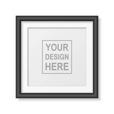 Vektör 3d Gerçekçi Kara Kare Plastik veya Ahşap Basit Modern Minimalist Çerçeve izole edildi. Fotoğraf Tasarım Şablonu, Mockup için Resim Çerçevesi, Sunumlar. Beyaz Üzerine Vektör Çerçevesi İzole Edildi.