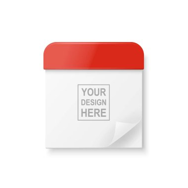 Vektör 3d Gerçekçi Basit Klasik Minimalist Takvim Simgesi Beyazda İzole Edildi. Mockup için tasarım şablonu. Duvarda Kağıt Beyaz ve Kırmızı Takvim.