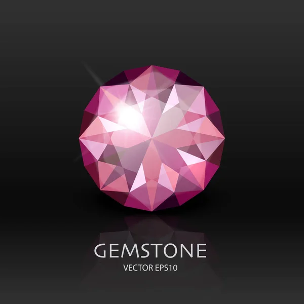 Διάνυσμα Banner Ρεαλιστική Ροζ Διαφανής Gemstone Diamond Crystal Rhinestones Κλείσιμο — Διανυσματικό Αρχείο