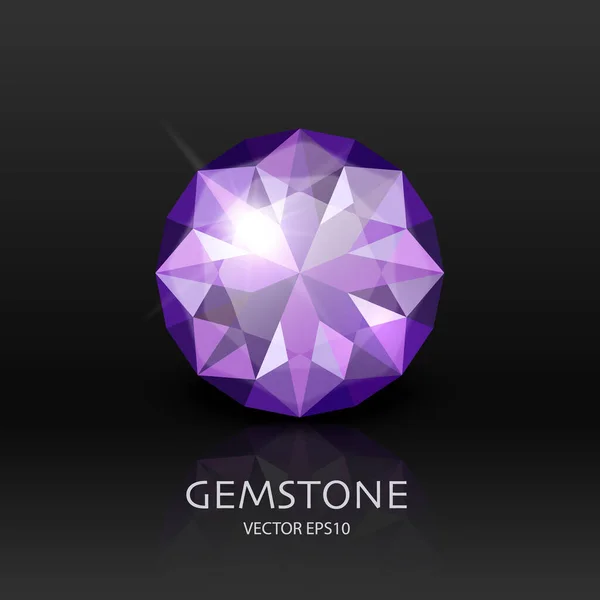 Διάνυσμα Banner Ρεαλιστική Μωβ Διαφανής Πολύτιμος Λίθος Diamond Crystal Rhinestones — Διανυσματικό Αρχείο