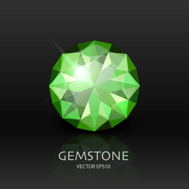 3d Gerçekçi Yeşil Şeffaf Gemstone, Elmas, Kristal, Zümrüt, Siyah Üzerine Yapay Elmas Kapanışı ile Vektör Banner. Mücevher konsepti. Gem 'in Tasarım Şablonu, Clipart.