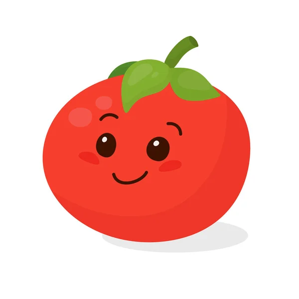 Bonito Tomate Isolado Fundo Branco Tomate Sorrindo Engraçado Modelo Design — Vetor de Stock