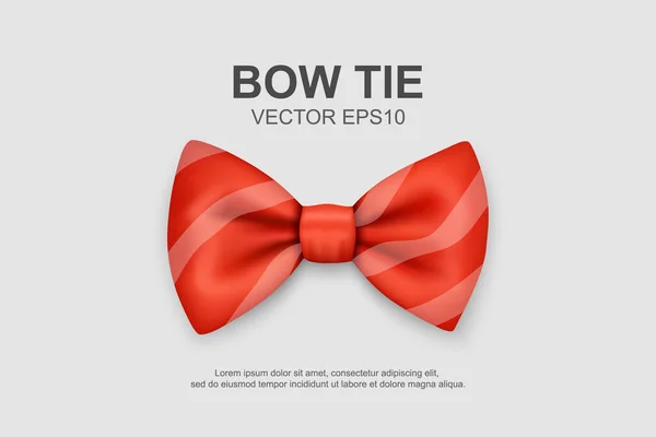 Διάνυσμα Ρεαλιστική Red Striped Bow Tie Icon Closeup Απομονωμένο Λευκό — Διανυσματικό Αρχείο