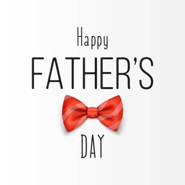 Babalar Günü, 19 Haziran. Vektör Arkaplanı. Kırmızı Çizgili Fiyonk Kravatlı, Harfli, Tipografi. İpek parlak papyon, kravat beyefendi. Babalar Günü Tatil Konsepti.