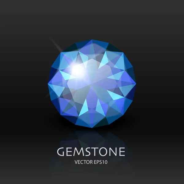 Διάνυσμα Banner Ρεαλιστική Μπλε Διαφανής Πολύτιμος Λίθος Diamond Crystal Rhinestones — Διανυσματικό Αρχείο