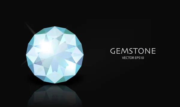 Banner Horizontal Vectorial Con Gemas Transparentes Azules Realistas Diamante Cristal — Archivo Imágenes Vectoriales