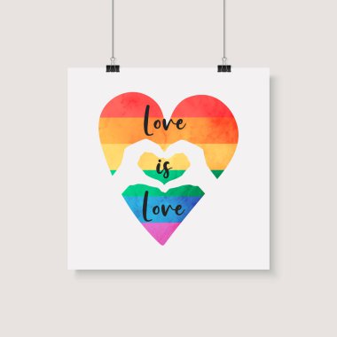 Aşk aşktır. Tişört için Vektör Tasarımı, Plackard Yazdırma, Gurur Ayı Kutlama Konsepti. Typography Qute, Watercolor Heart, Lgbt Rainbow, Transgender Flag. LGBT, Geyler, Lezbiyenler, İnsan Hakları için Savaşın.