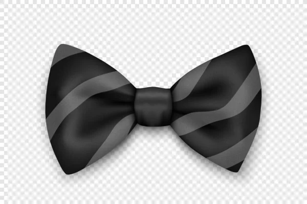 Vector Realistic Black Striped Textured Bow Tie Icon Icon Closeup — стоковый вектор