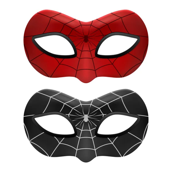 Διάνυσμα Reaistic Superhero Spider Mask Icon Set Απομονωμένο Βέκτορ Super — Διανυσματικό Αρχείο