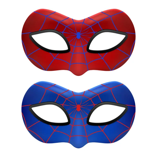 Διάνυσμα Reaistic Superhero Spider Mask Icon Set Απομονωμένο Βέκτορ Super — Διανυσματικό Αρχείο