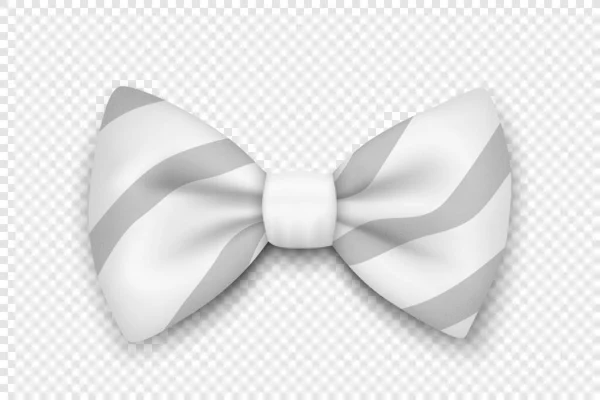 Vector Realist White Striped Textured Bow Tie Icon Closeup Silk — стоковий вектор