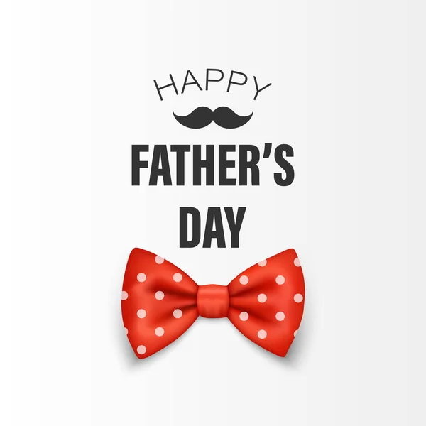 Vector Fathers Day Banner. Text with 3d Realistic Silk Red Polka Dot Bow Tie. Glossy Bowtie, Tie Gentleman. Fathers Day Holiday Concept. Design Template for Greeting Card, Invitation, Poster, Print.