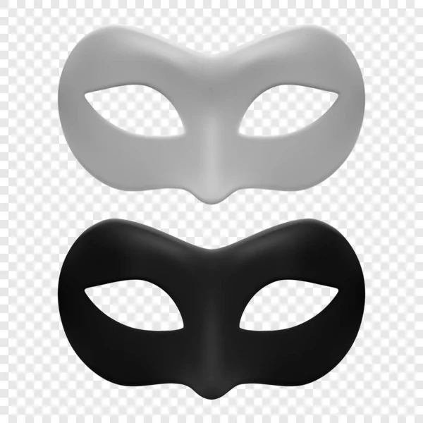 Vector Reaistic Blanco Negro Conjunto Máscara Carnaval Máscara Carnaval Cara — Vector de stock