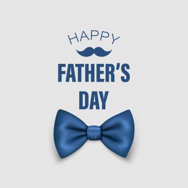 Vekil Babalar Günü Afişi. 3d Gerçekçi İpek Mavi Fiyonk kravatlı metin. Parlak papyon, kravatlı beyefendi. Babalar Günü Tatil Konsepti. Tebrik Kartı, Davetiye, Poster ve Yazdırma İçin Tasarım Şablonu.