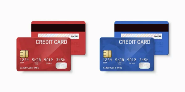Vector Realistic Red Und Blue Blank Kreditkarte Isoliert Design Vorlage — Stockvektor
