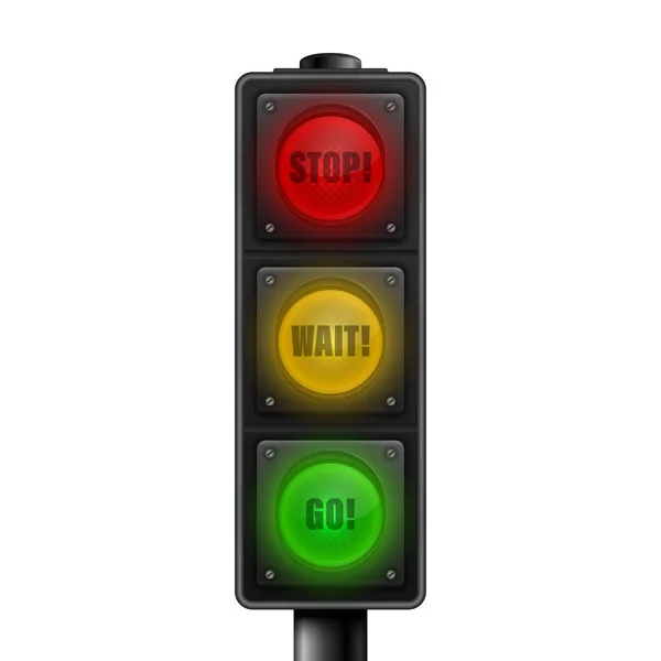 Vector Realistic Road Traffic Lights Isolated Stop Wait Signals Safety — Stock Vector