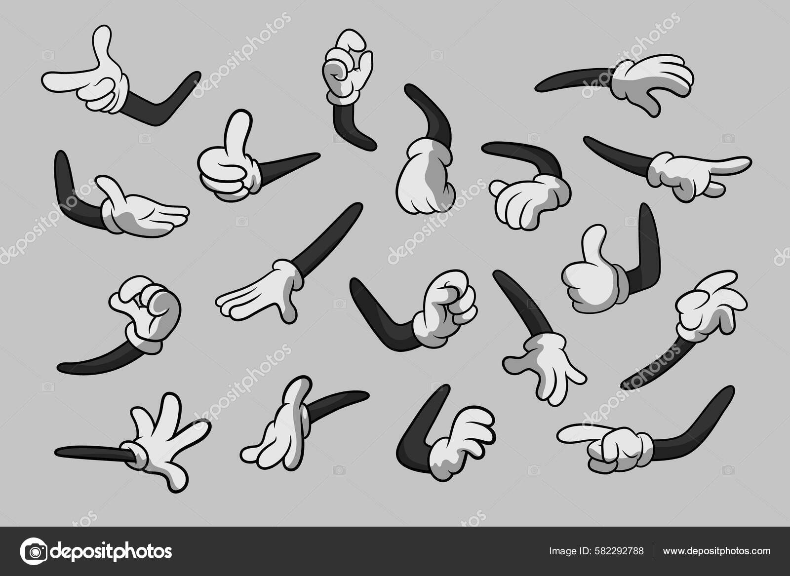 Bande Dessinée Rétro Mains Gantées Gestes Mains Bande Dessinée Avec