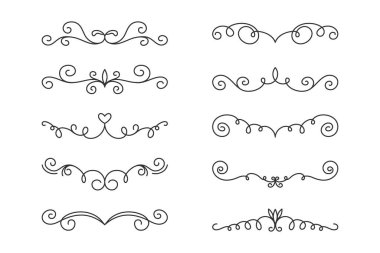 Vektör Dekoratif Doğrusal Sınırlar Ayarlandı. Vintage Frame Design Elements, Filigree, Dekoratif Sınırlar, Sayfa Dekorasyonları, Böcekler.