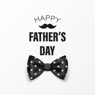 Vekil Babalar Günü Afişi. 3d Gerçekçi İpek Puantiyeli Siyah Papyonlu Metin. Parlak papyon, kravatlı beyefendi. Babalar Günü Tatil Konsepti. Tebrik Kartı, Davetiye, Poster ve Yazdırma İçin Tasarım Şablonu.