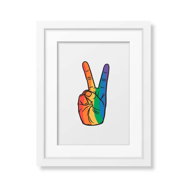 Peace Sign, Hand Gesture. Vector Design for T-shirt, Plackard Print, Pride Month Celebrate Concept. Typography Qute with Lgbt Rainbow, Transgender Flag. LGBT, Gays, Lesbians, Fight for Human Rights.