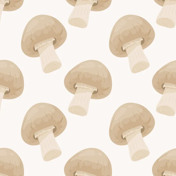 无缝隙图案 白色上有香槟蘑菇 无缝隙纹理手绘卡通画香槟蘑菇纺织品 印刷品设计模板 — 图库矢量图片