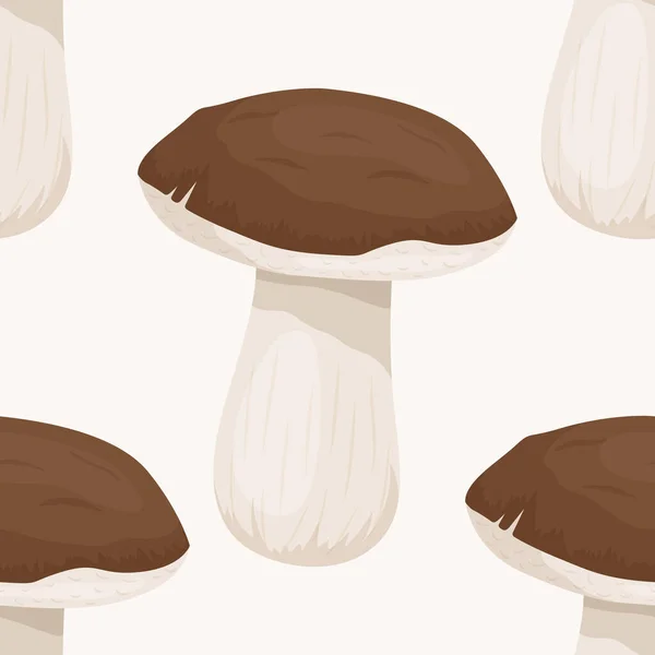 Vector Naadloos Patroon Met Bolete Mushroom Wit Naadloze Textuur Met — Stockvector