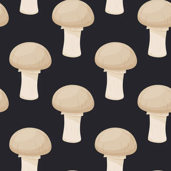 Padrão Sem Costura Vetorial Com Cogumelo Champignon Preto Textura Sem —  Vetores de Stock