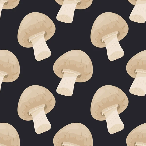 Vector Seamless Pattern Champignon Mushroom Black Текстура Шолома Ручний Начерк — стоковий вектор