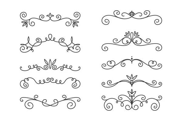 Vector Decoratieve Lineaire Grenzen Set Vintage Frame Design Elementen Filigraan — Stockvector