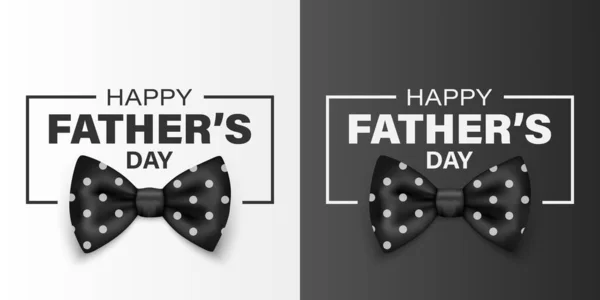Vector Fathers Day Banner Text Realistic Silk Black Polka Dot — Stok Vektör