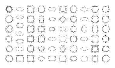 Vector Decorative Linear Frames Set. Vintage Frame Design Elements, Filigree, Decorative Borders, Page Decorations, Dividers Isolated in White.