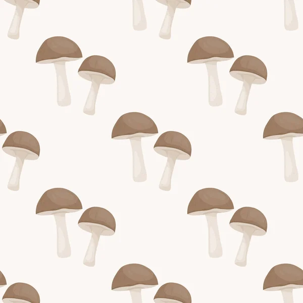 Vector Seamless Pattern Birch Mushroom White Seamless Texture Hand Drawn — Stock Vector