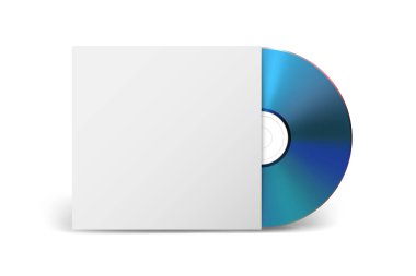Vektör 3d Gerçekçi Mavi CD, Kağıt Kutusu Beyazda İzole Edilen DVD. CD Kutusu, Mockup için Paketleme Tasarım Şablonu. Kağıt Kapaklı Sıkıştırılmış Disk Simgesi, Ön Görünüm.