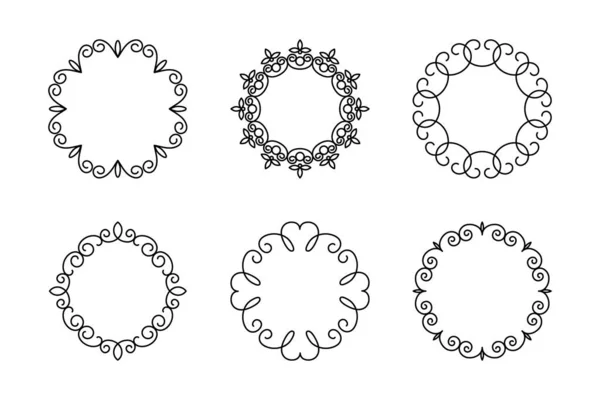 Vector Dekorative Linearrahmen Set Vorhanden Vintage Rahmen Design Elemente Filigran — Stockvektor