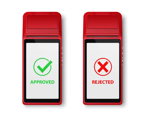 Vector Red Nfc Payment Machine Isolated Approved Rejected Transaction Status —  Vetores de Stock