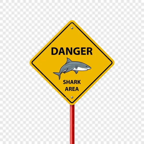 ベクトルイエローシャーク照準器分離 サメ攻撃警告 サーフィンと水泳の危険性 サメゾーン エリア — ストックベクタ