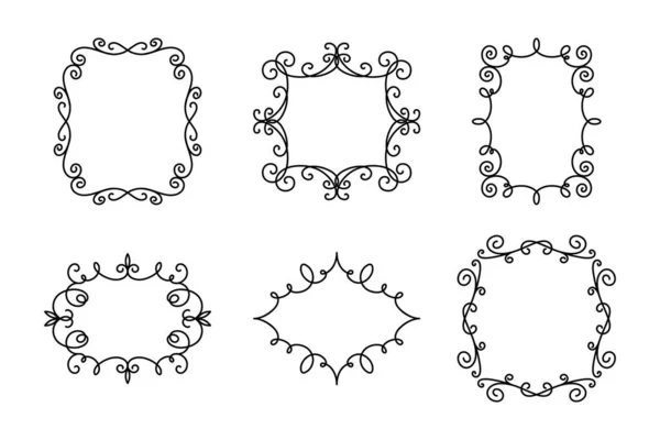 Vector Decorative Linear Frames Set Vintage Frame Design Elements Filigree — ストックベクタ
