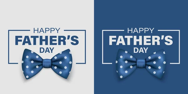 Vector Fathers Day Banner Text Realistic Silk Blue Polka Dot — Stock Vector