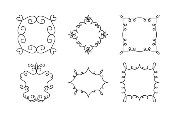 Sada Vektorových Dekorativních Lineárních Rámců Ročník Frame Design Elements Filigree — Stockový vektor